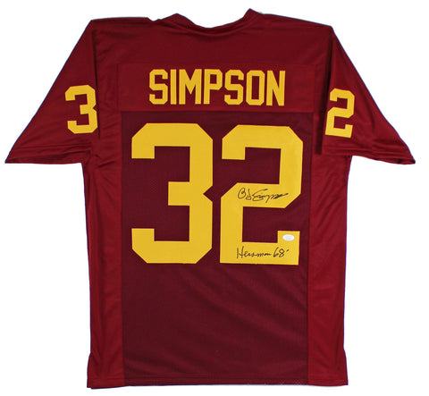 O.J. Simpson "Heisman 68" Authentic Signed Maroon Pro Style Jersey JSA Witness