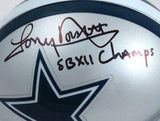 Tony Dorsett Autographed Dallas Cowboys Mini Helmet w/SB Champs- Beckett W Holo