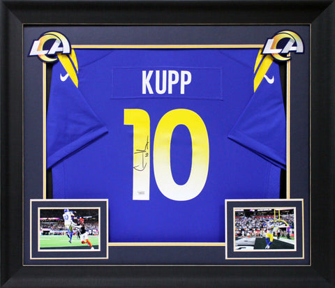 Rams Cooper Kupp Signed Super Bowl LVI Blue Nike Jersey Framed Jersey Fanatics