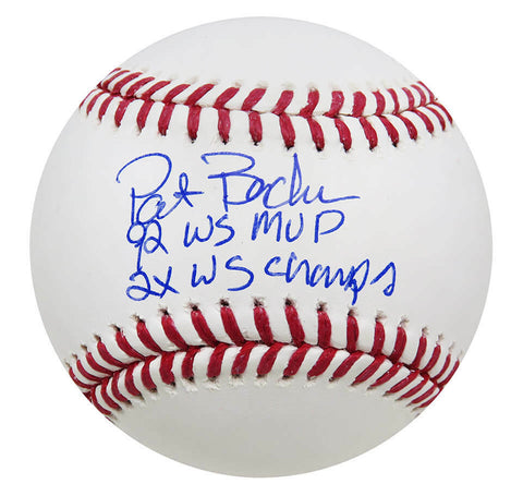 Pat Borders Signed Rawlings MLB Baseball w/92 WS MVP, 2x WS Champs - (SS COA)