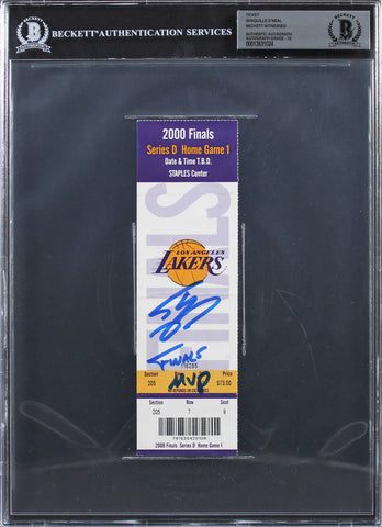 Shaquille O'Neal Finals MVP Signed 2000 Finals GM 1 Ticket Stub Auto 10 BAS Slab