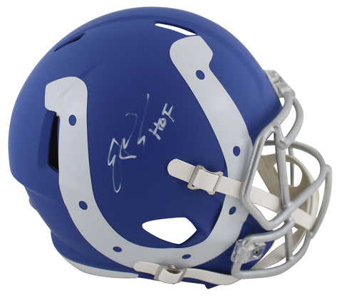 Colts Edgerrin James "HOF" Signed AMP Full Size Speed Rep Helmet JSA Witness