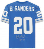 Barry Sanders Det Lions Signed Mitchell & Ness Light Blue Jersey w/"H of 04"
