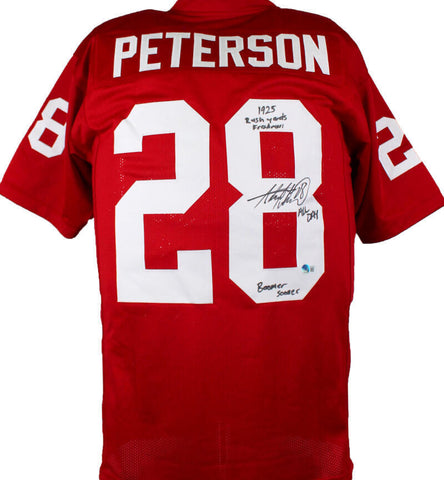 Adrian Peterson Signed Maroon College Style Jersey w/3 Inscriptions-BAW Hologram