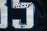 Derrick Mason Autographed/Signed Pro Style Blue XL Jersey Beckett 35520