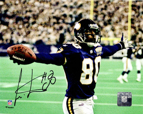Cris Carter Signed Vikings Arms Out Celebration With Ball 8x10 Photo - (SS COA)