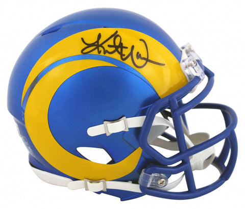 Kurt Warner Signed Los Angeles Rams Mini Helmet (Beckett) 4xPro Bowl Q.B.