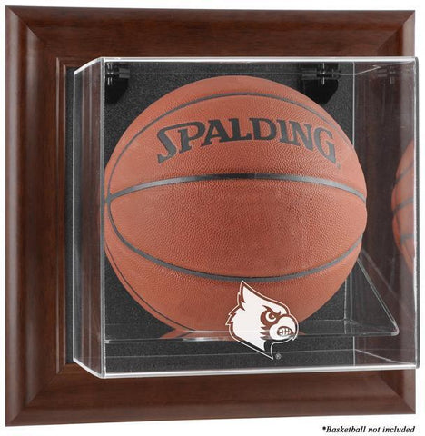 Louisville Brown Framed Logo Wall-Mountable Basketball Display Case