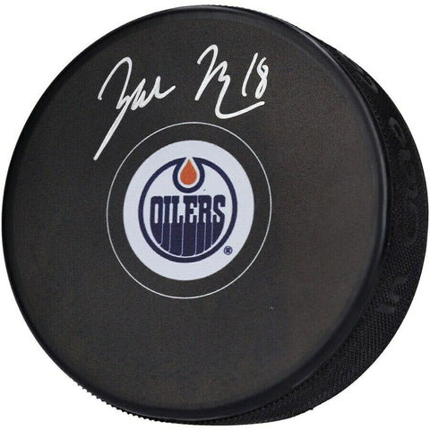 ZACH HYMAN Autographed Edmonton Oilers Hockey Puck FANATICS