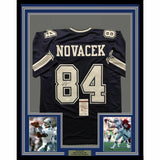 FRAMED Autographed/Signed JAY NOVACEK 33x42 Dallas Blue Football Jersey JSA COA