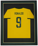 Ronaldo Signed Framed Custom Yellow CBD Soccer Jersey BAS ITP