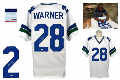 Curt Warner SIGNED Jersey - PSA/DNA - Seattle Seahawks Autographed w/ Photo - WT