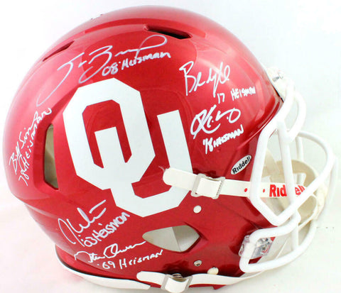 Oklahoma Heisman Winners Signed Speed Authentic Helmet w/Insc - Beckett Witness