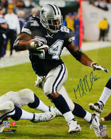 Marion Barber Autographed Dallas Cowboys 16x20 Running Blue Jsy Photo-BAW Holo