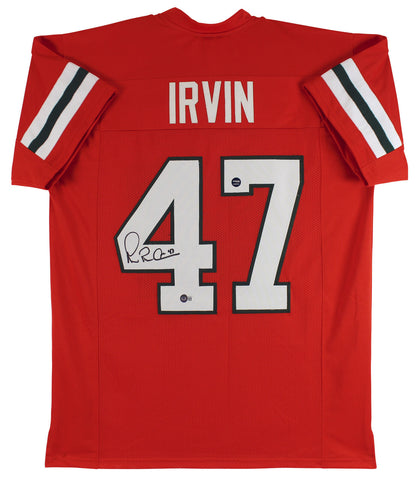 Miami Michael Irvin Authentic Signed Orange Pro Style Jersey BAS Witnessed