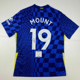 Autographed/Signed MASON MOUNT Chelsea FC Blue Soccer Jersey Beckett BAS COA