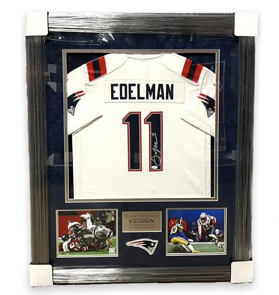 Julian Edelman Signed Autographed Color Rush Jersey Framed to 32x40 Patriots JSA