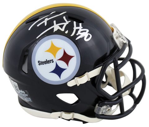 Steelers T.J. Watt Authentic Signed Speed Mini Helmet w/ Silver Sig BAS Witness