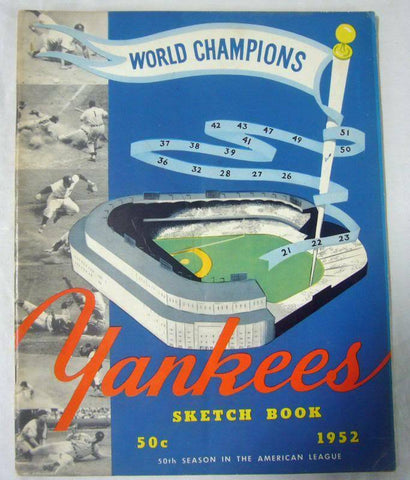New York Yankees Authentic Official 1952 Sketch Book Program Yearbook