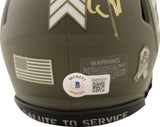 Deion Sanders Autographed Atlanta Falcons Salute Mini Helmet Beckett 38800