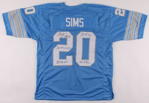 Billy Sims Signed Detroit Lions Jersey with 4 Inscriptions (JSA COA) See photos