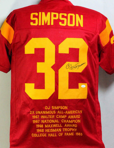 O. J. Simpson Autographed Maroon Stat College Style Jersey- JSA Witnessed *M2