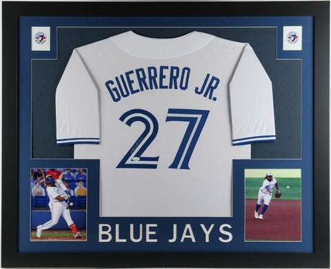 Vladimir Guerrero Jr Signed 35x43 Framed Toronto Blue Jays Jersey Display (JSA)