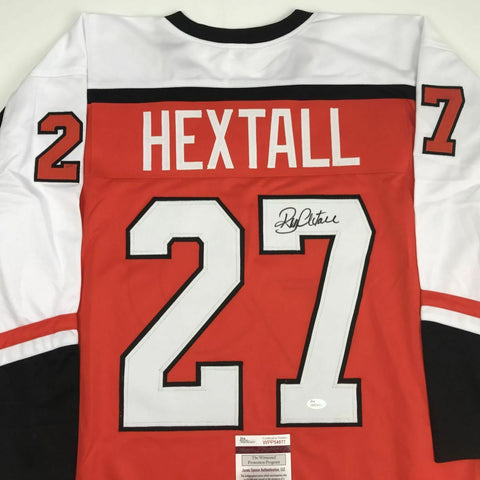 Autographed/Signed RON HEXTALL Philadelphia Orange Hockey Jersey JSA COA Auto