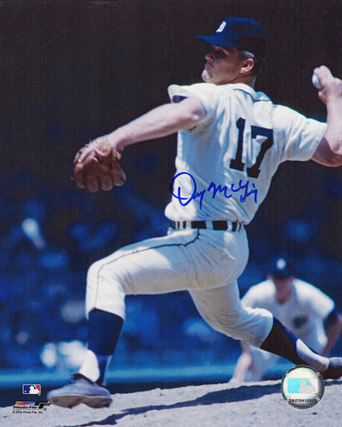 Denny McLain Signed Detroit Tigers White Jersey Pitching 8x10 Photo - (SS COA)