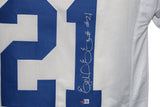 Ezekiel Elliott Autographed/Signed Pro Style White XL Jersey Beckett 37016
