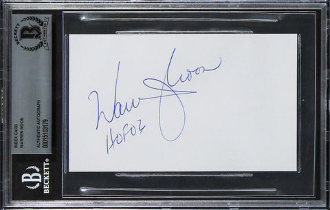 Oilers Warren Moon "HOF 06" Authentic Signed 3x5 Index Card BAS Slabbed