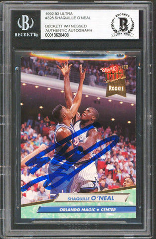 Magic Shaquille O'Neal Authentic Signed 1992 Ultra #328 Rookie Card BAS Slabbed