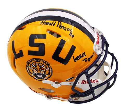 Harold Perkins Signed LSU Tigers Speed Authentic Yellow Helmet with Geaux Tigers