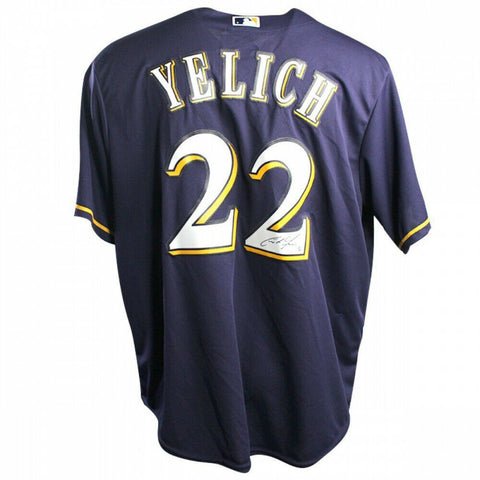 CHRISTIAN YELICH Autographed Milwaukee Brewers Majestic Navy Jersey STEINER