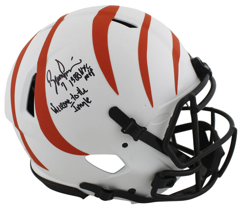 Bengals Boomer Esiason "2x Insc" Signed Lunar F/S Speed Proline Helmet BAS Wit