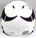 Cris Carter Autographed Vikings Lunar Speed Mini Helmet- JSA W *Purple