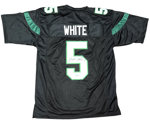 MIKE WHITE SIGNED AUTOGRAPHED NEW YORK JETS #5 BLACK JERSEY BECKETT