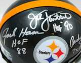 Ham / Lambert / Russell Autographed Steelers 63-76 Mini Helmet-Beckett W Holo