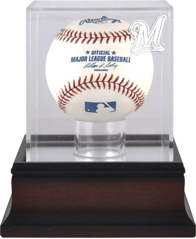 Milwaukee Brewers Mahogany Baseball Logo Display Case - Fanatics