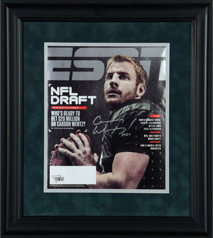 Carson Wentz Philadelphia Eagles Framed Autographed 2016 NFL Draft ESPN Magazine