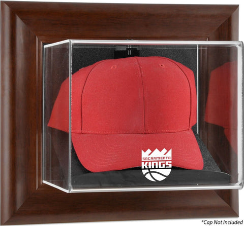 Sacramento Kings Brown Framed Wall-Mounted Team Logo Cap Display Case