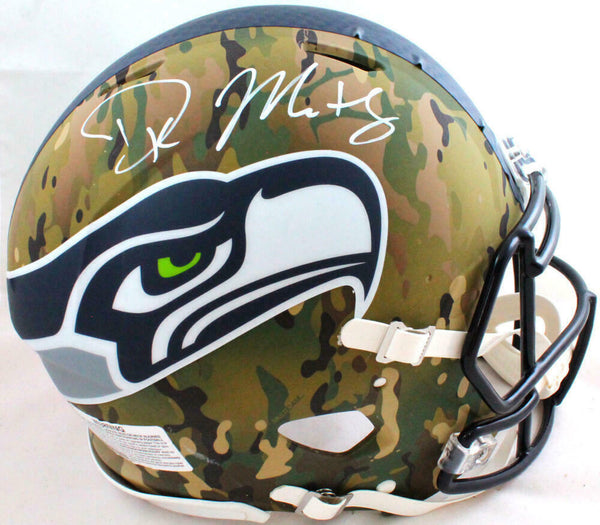 DK Metcalf Autographed Seahawks Authentic Camo F/S Helmet- Beckett W *White