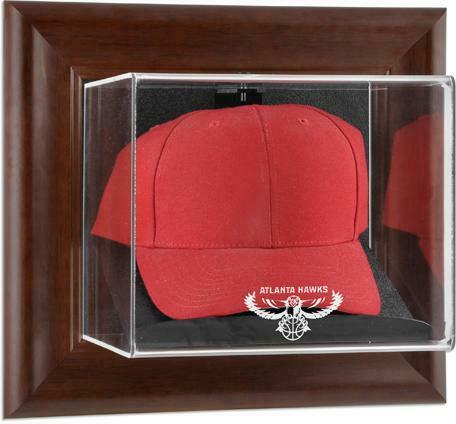 Atlanta Hawks Team Logo Brown Framed Wall-Mountable Cap Display Case - Fanatics