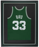 Larry Bird Signed Framed 36x42 Celtics Mitchell & Ness Swingman Basketball