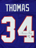 Thurman Thomas Autographed Blue Pro Style Jersey w/ HOF - JSA W Auth *4
