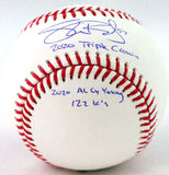 Shane Bieber Autographed Rawlings OML Baseball w/ 4 Insc - Beckett W Holo *Blue