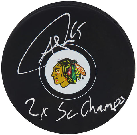 Andrew Shaw Signed Chicago Blackhawks Logo Hockey Puck w/2x SC Champs - (SS COA)
