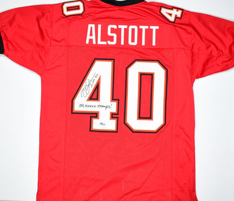 Mike Alstott Autographed Red Pro Style Jersey w/SB Champs - Beckett W Hologram