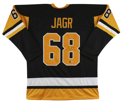 Jaromir Jagr Authentic Signed Black Pro Style Jersey w Yellow #s Autographed BAS