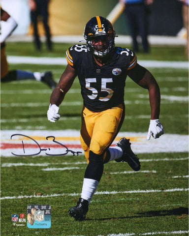 Devin Bush Pittsburgh Steelers Signed 8" x 10" Black Jersey Vertical Photo